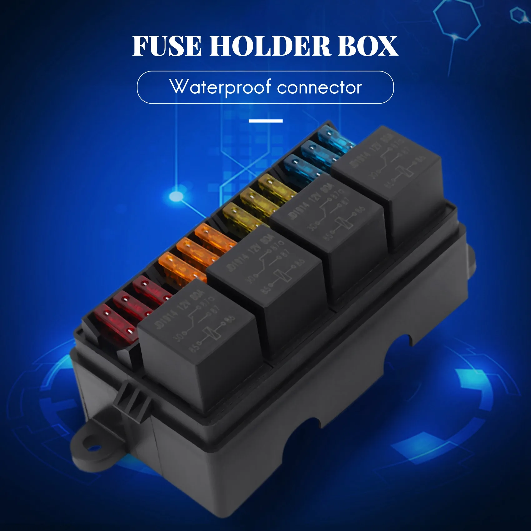 2X12 Way Blade Fuse Holder Box fuse holder car fuses kit fuse box holder fuse box With Spade Terminals and Fuse 4PCS 4Pin 12V 40A Relays For Car Truck Trailer and Boat