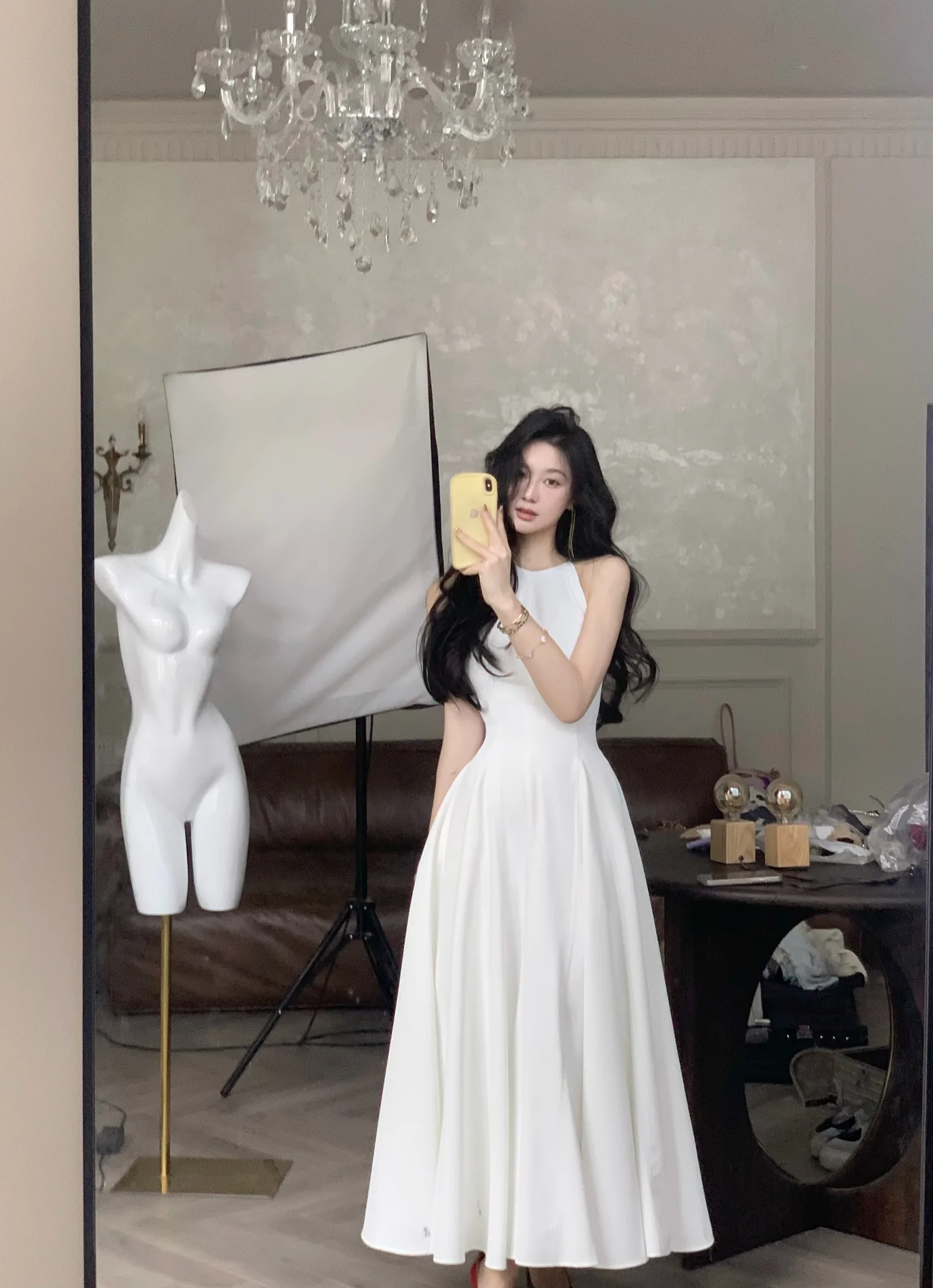 France Vintage Evening Party Long Dresses for Women Solid Sleeveless A-line Princess Wedding Prom Robe New Spring Vestido Mujer