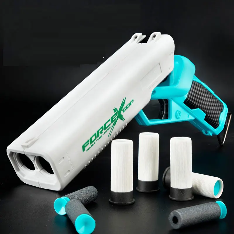 Double Barrel Toy Gun Soft Bullet Shell Throwing Manual Shooting Model Launcher Replica Novelty Toys for Boys Birthday Gifts 3