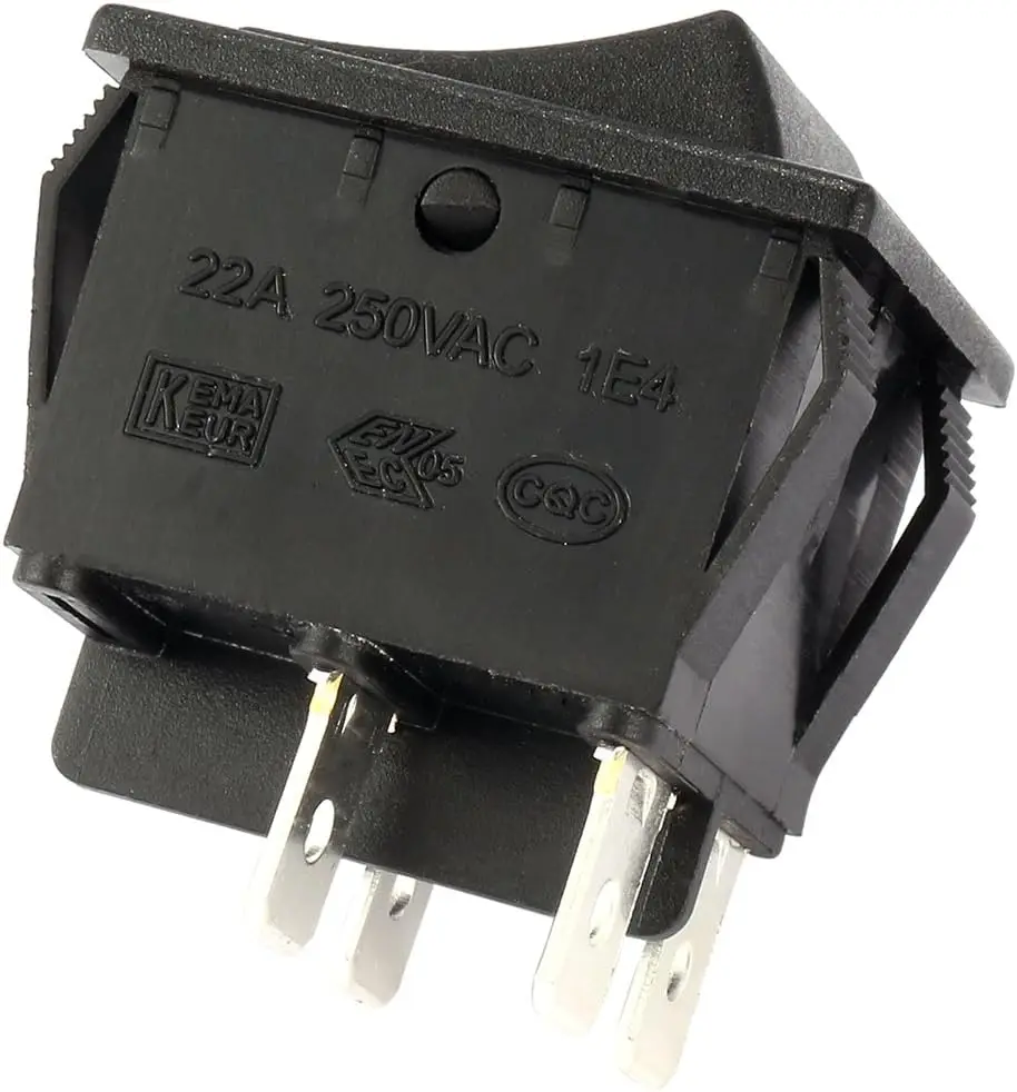 

Keszoox 4 Terminal 2 Position I/O Boat Wiring DPST Rocker Switch Black On Off Button AC 20A/125V 22A/250V