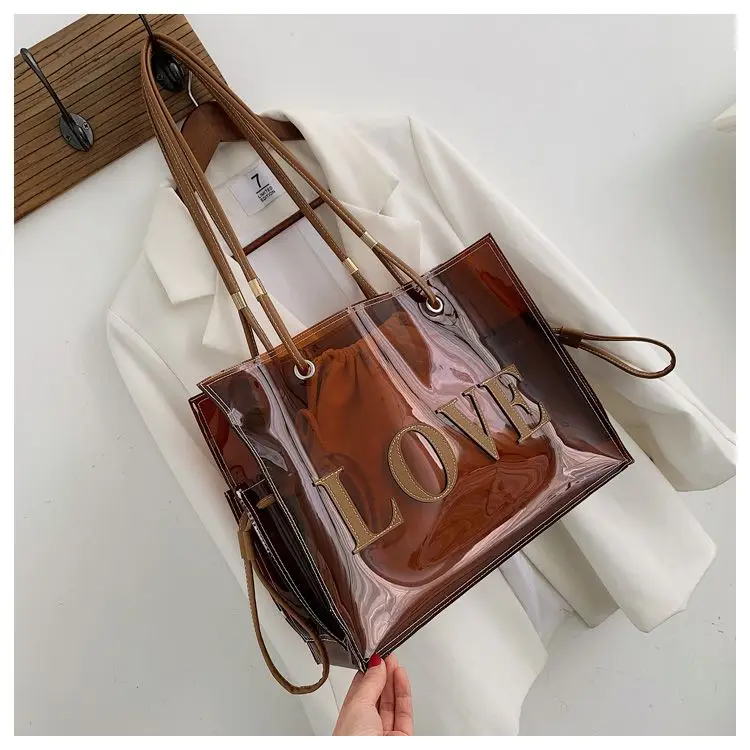 Elegante borsa trasparente da donna, versatile borsa a tracolla in PVC con ampio spazio_voghion.com