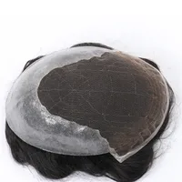 Q6 dentelle toupet hommes Europe cheveux humains mâle perruque suisse dentelle avant hommes système de remplacement de cheveux unité homme perruque naturel prothèse de cheveux 5