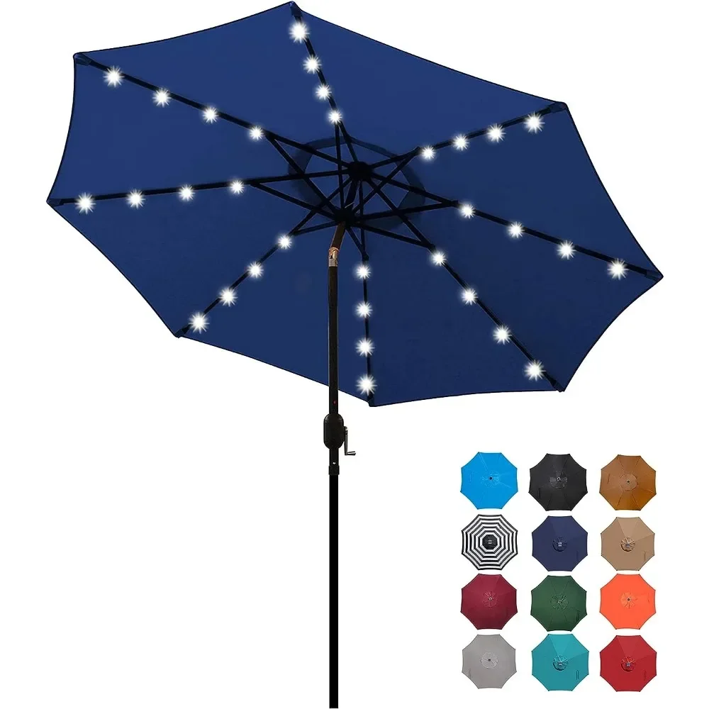 

Blissun 9 ft Solar Umbrella 32 LED Lighted Patio Umbrella Table Market with Tilt and Crank Outdoor