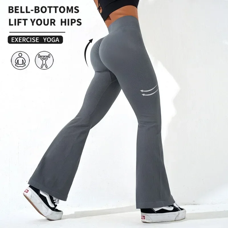 Sexy Slim Flared Pants Cross Waist Legging Women Seamless Gym Running Cycling Knit Yoga Stretch Butt Lift High Waist Pants Best Sellers In Women's Clothing
