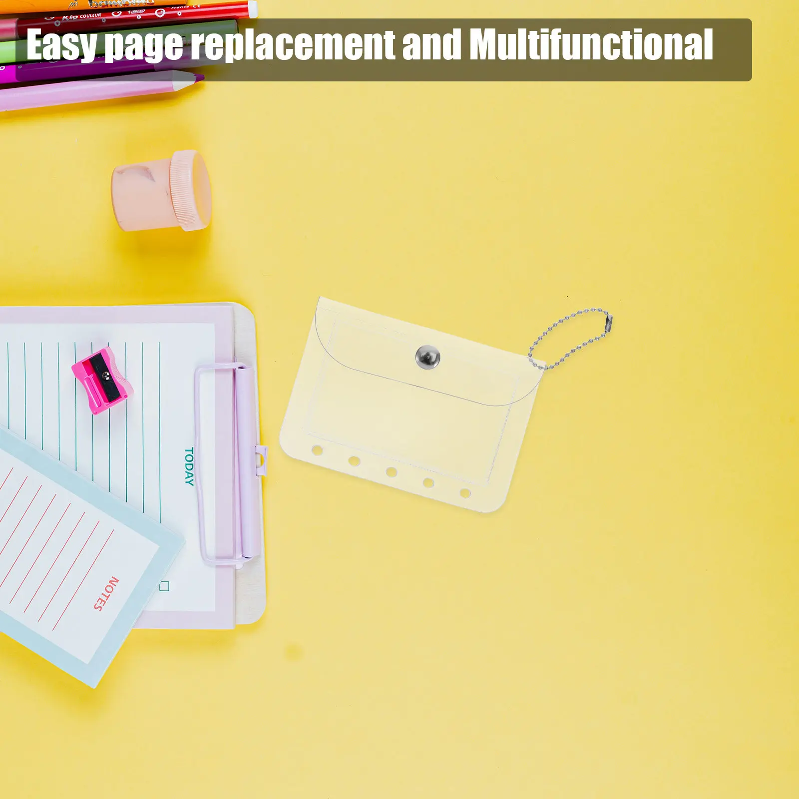 4개입 바인더 포켓 투명 미니 방수 루즈리프 5홀 버클 현금 동전 정리함 사진 슬리브 저널 예산 관리용