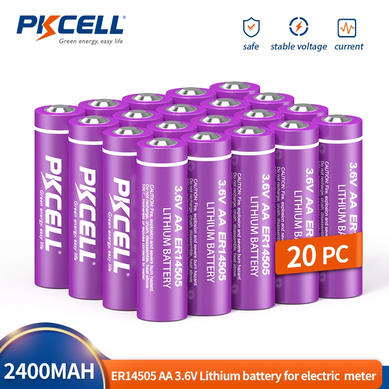 

24 шт., литиевая батарея PKCELL ER14505 AA 2400 мАч 3,6 В LR6 R6P