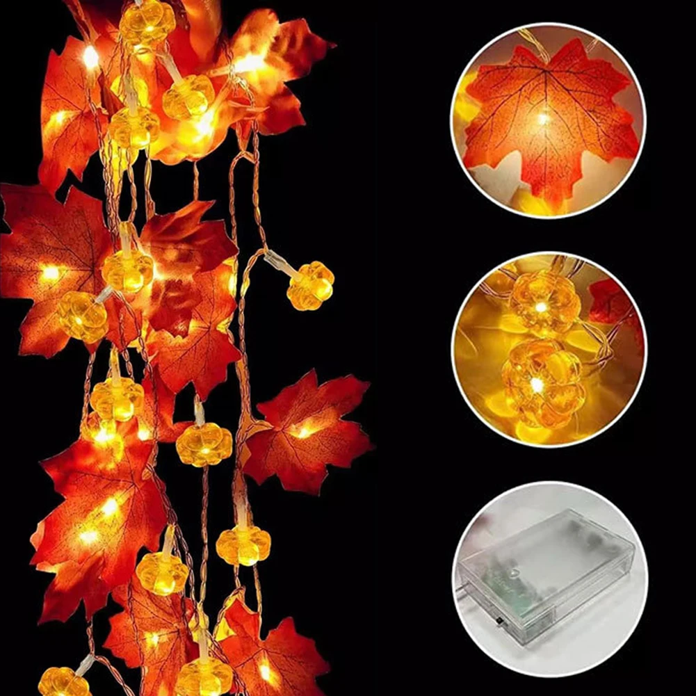 10/20LED Artificial Autumn Maple Leaves Garland Led Fairy Lights for Christmas Decoration Thanksgiving Party DIY Decor Halloween