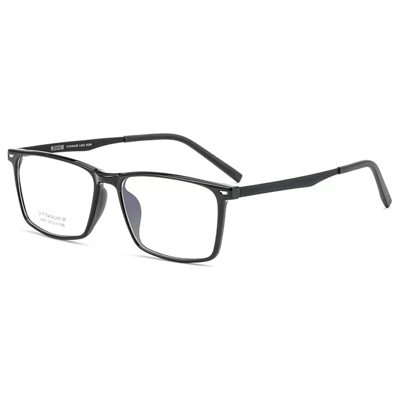 

56mm Ultra Light Square Comfortable Large Eyeglasses Pure Titanium Fashion Optical TR Prescription Glasses Frame Men 8881