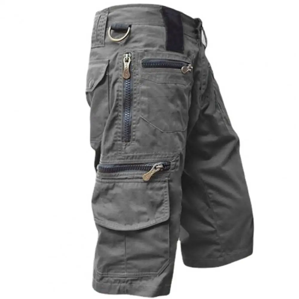 Pantaloni tinta unita Multi tasche estate vestibilità rilassata pantaloncini Cargo dritti tasca con cerniera pantaloni a vita media