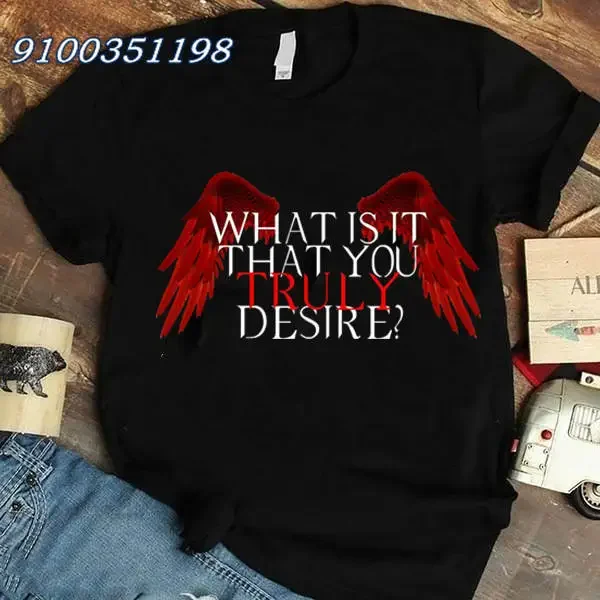 

High Quality Devil Lucifer Letter Printed Tshirt Female Ladies Short Sleeve Loose Women T-shirt Harajuku Clothes Black Y2k Tops