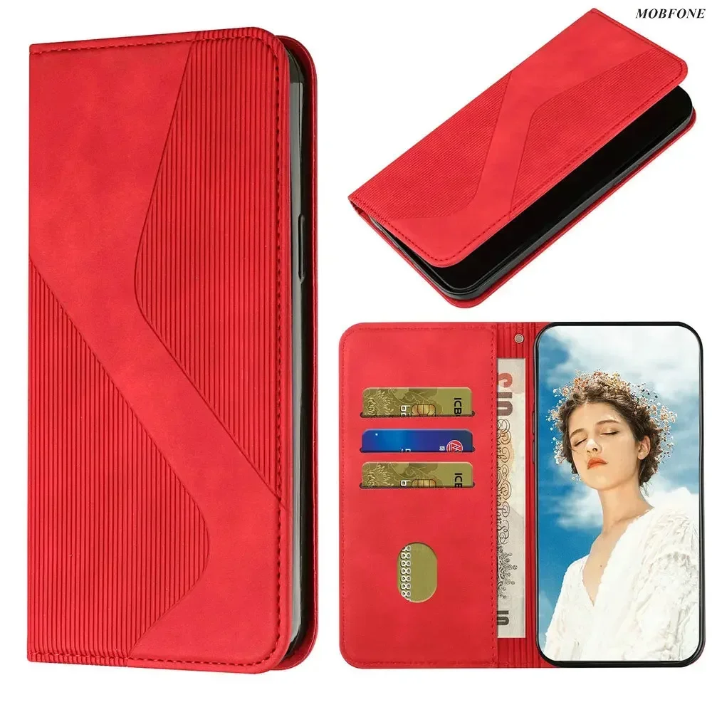 Luxury Leather S-Style Retro Wallet Flip Case - Full Cover with Magnetic Closure