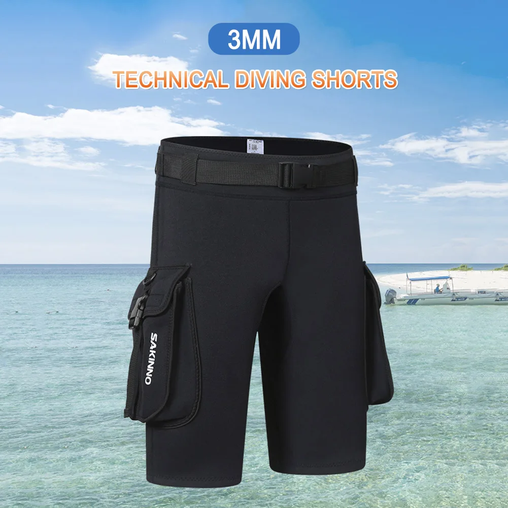 3mm Neoprene Wetsuit Tech Shorts with Pockets Unisex Surfing Shorts Keep Warm D-Ring Buckle for Diving Equipment Accessories