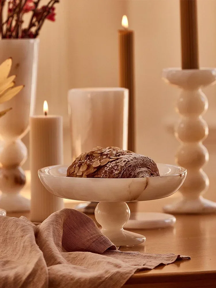 French Natural Onyx Fruit Bowl Vase Marble Tray Home Decoration 3