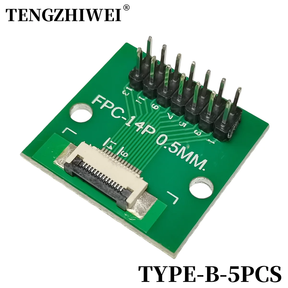 5PCS FFC/FPC adapter board 0.5MM-14P to 2.54MM welded 0.5MM-14P flip-top connector Welded straight and bent pin headers