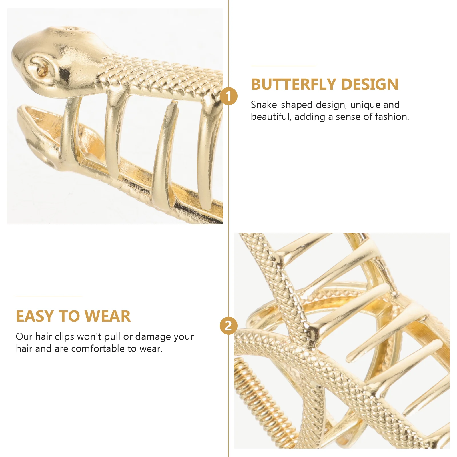 Snake Hair Claw Barrettes Pin Decorative Clips Metal Accessories for Women Thick 3