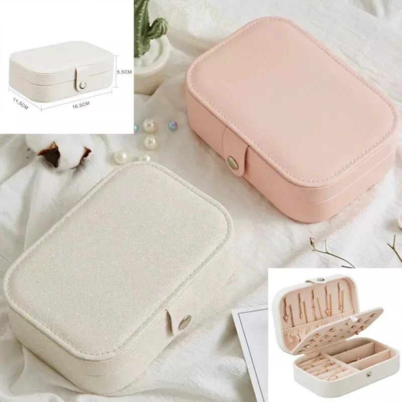 New Simple Fashion Jewelry Box Can Store Earrings Earrings Ring Jewelry Box Leather Material Practical and Convenient
