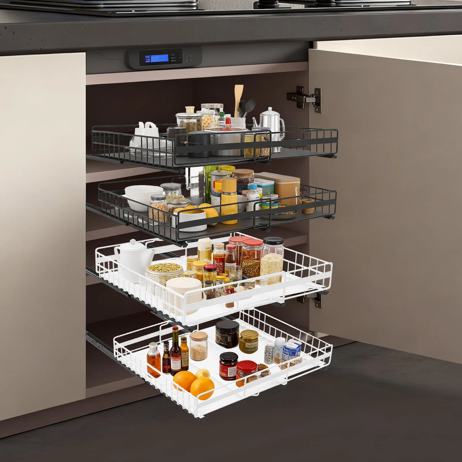 2er-Pack Teleskop-Schubladen Küchenschrank-Organizer Ausziehbare Schublade mit Klebestreifen – Detail 5