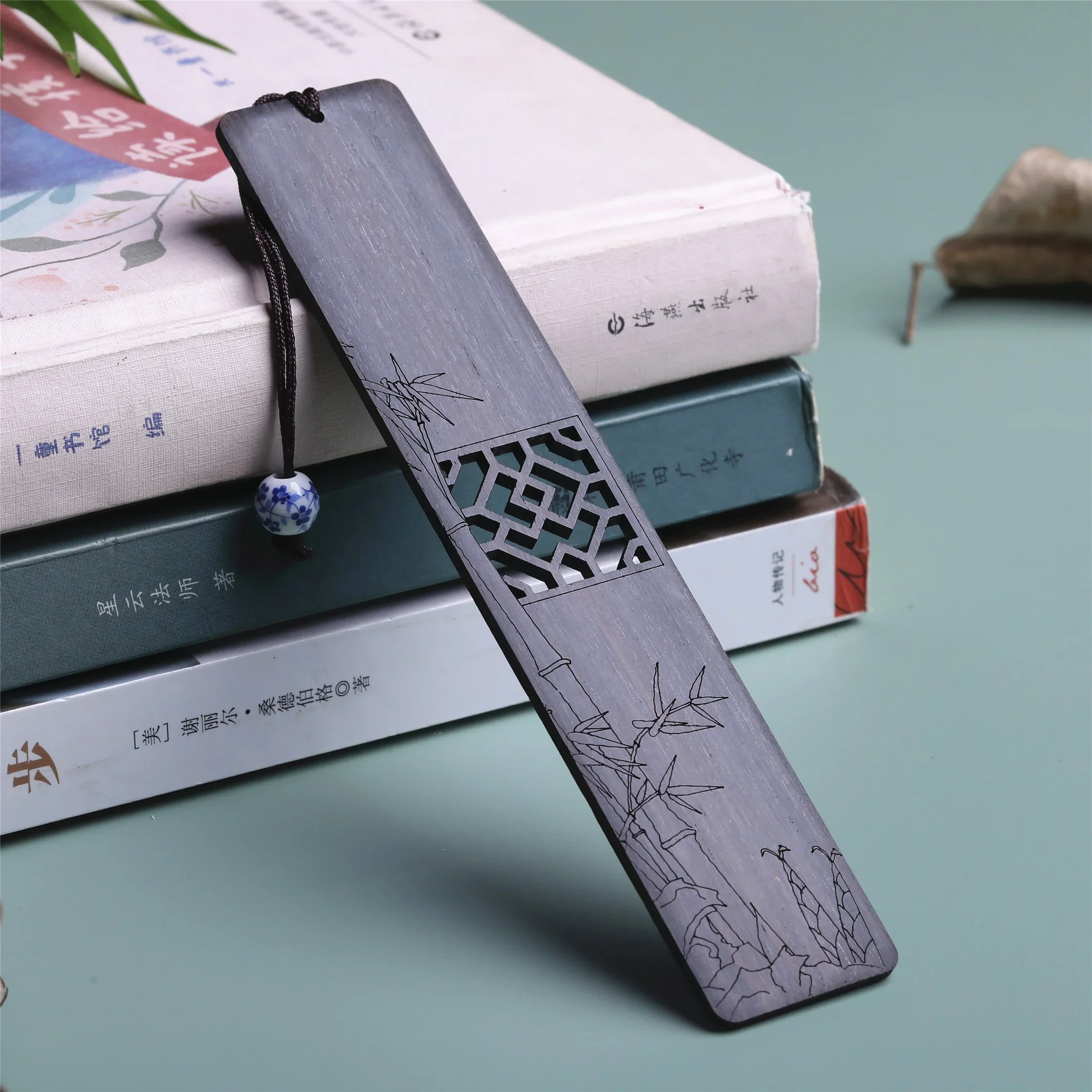 Wooden Mahogany Bookmark Hollow Window Bookmarks Blossom Plum Orchid Bamboo Chrysanthemum Lettering Carving