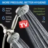 High Pressure 48-setting Rain & Handheld 3-way Shower Head Combo - Anti-clog Nozzles/Tub, Tile & Pet Power Wash/Extra Long 6 ft. 2