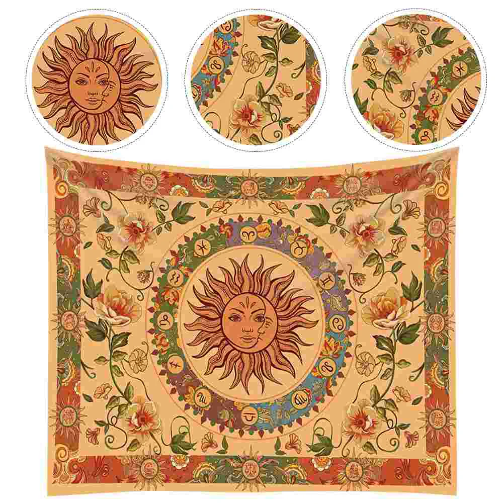 

Sun Moon Tapestry Background Hanging Decor and Face Wall for Room Vintage Decoration Blanket Festival Party