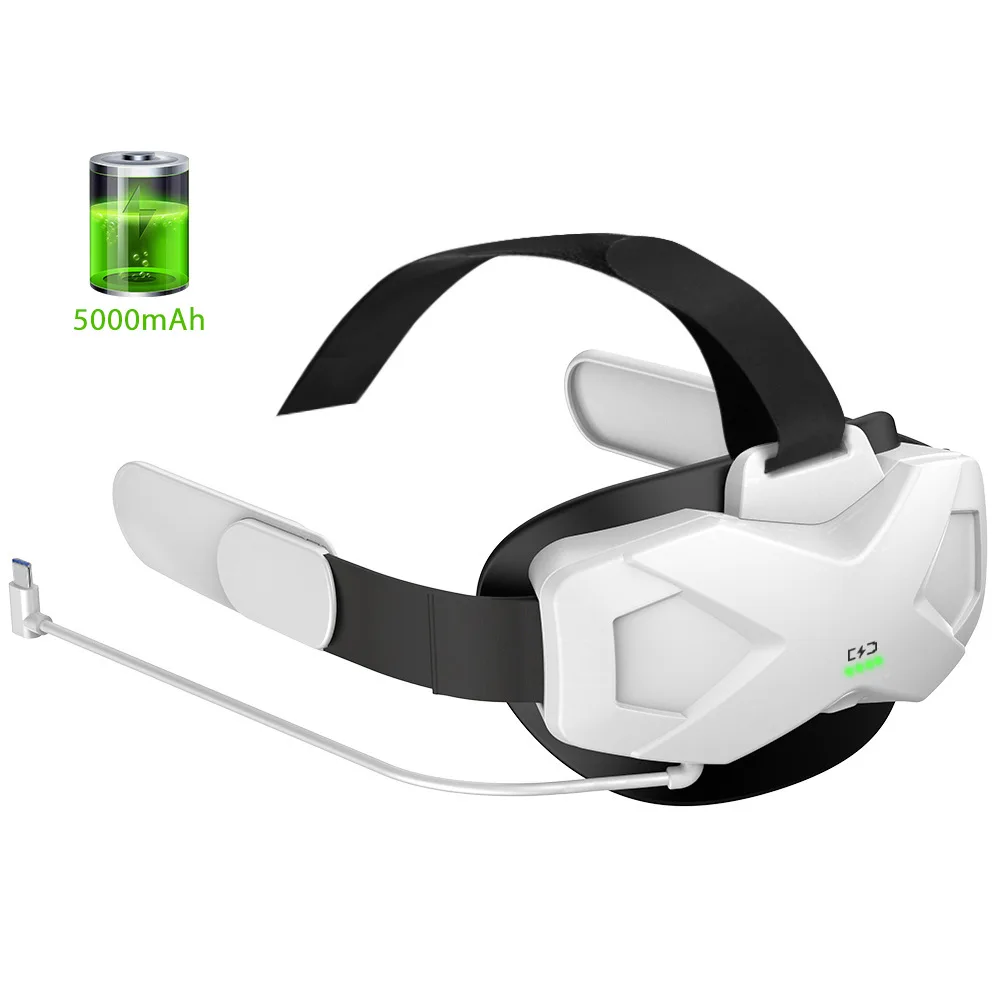 For Oculus Quest 2 Mobile Power High-capacity Adjustable Replacement Virtual Reality Elite Head Strap Quest 2 Charger 5000 mAh 