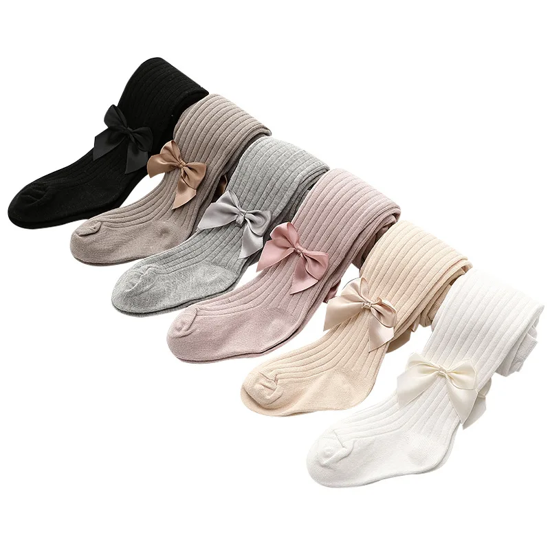 Baby Pantyhose Girls Tights Toddler Girl Winter Clothes Cute Girl Bow Pants Cotton Breathable Stockings Knit Kid Tights