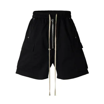 2025 Dark RO Style Drawstring Multi-pocket Tooling Shorts Men's Niche Casual Loose Straight Five-point Pants 1