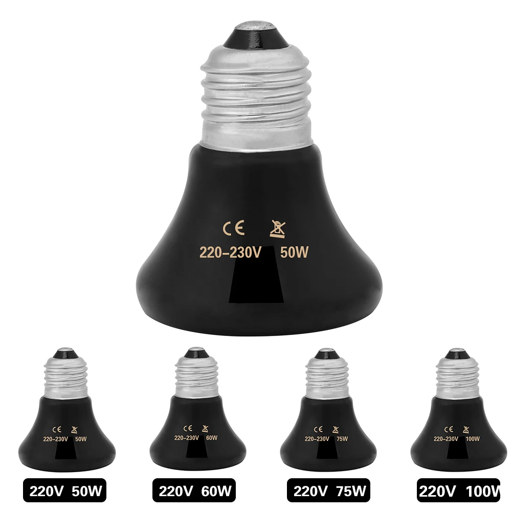 Reptile Heating Lamp Reptile Light Bulb Reptile Lamp Bulb Infrared Heater Lamp Reptile Heater Lamp 50-100W Infrared Ceramic Emitter Pet Reptile Light Bulb Heat Emitter Bulb