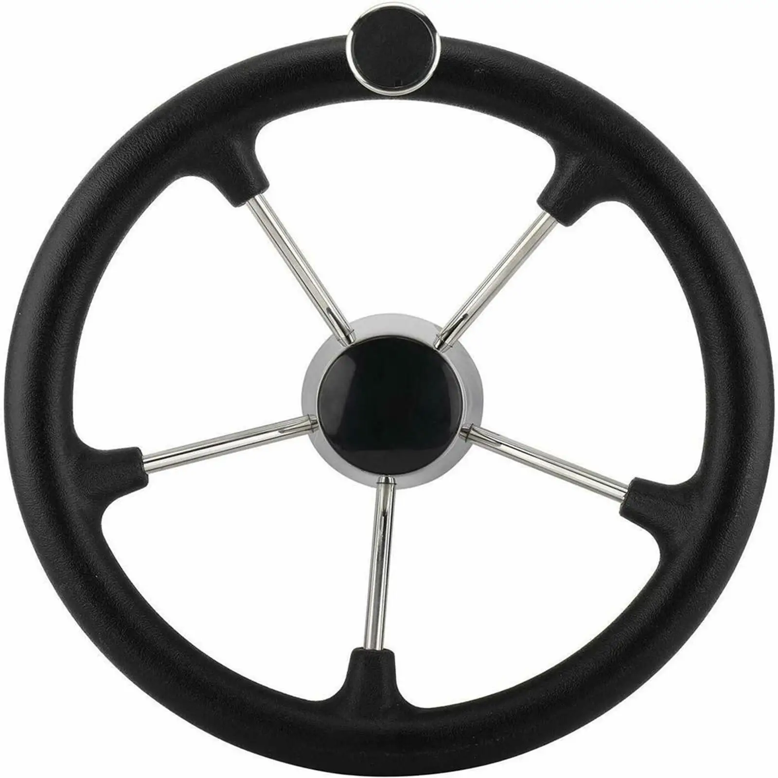 

Boat Steering Wheel 5 Spoke Stainless Steel with Knob Fits for Yacht Boat Accessories