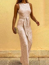  2023 Summer New Round Neck Sleeveless Top Personalized Sequin Silver Dot Backless jumpsuit for Women 