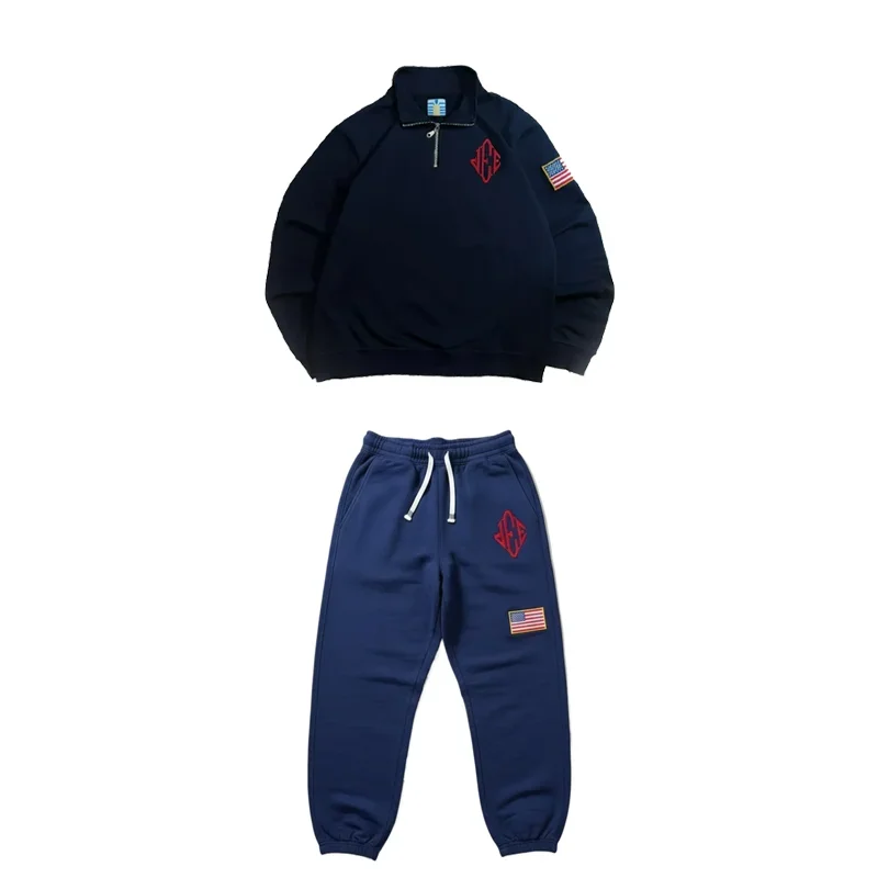Men Retro Half-Zip Tracksuit Full Set