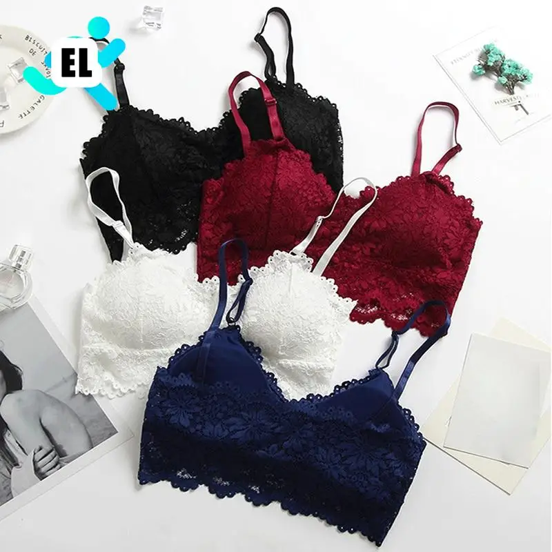 

Women Fitness Underwear Floral Lace Sport Crop Top Women Bra Lace Bralette Lingerie Wireless Padded Seamless Bra 1Pc