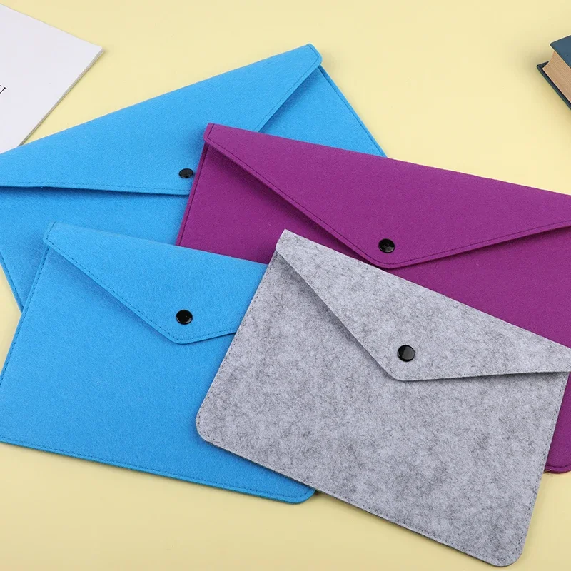 File Folder Organizer TLKKUE A4/A5 Multifunctional Felt File Bag Large Capacity Button Design Envelope Document Storage Bag DIY Handmade Craft Tools