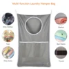 2-Piece Hanging Laundry Basket Bag With Adjustable Stainless Steel Door Hook For Storing Dirty Clothes And Saving Space 3
