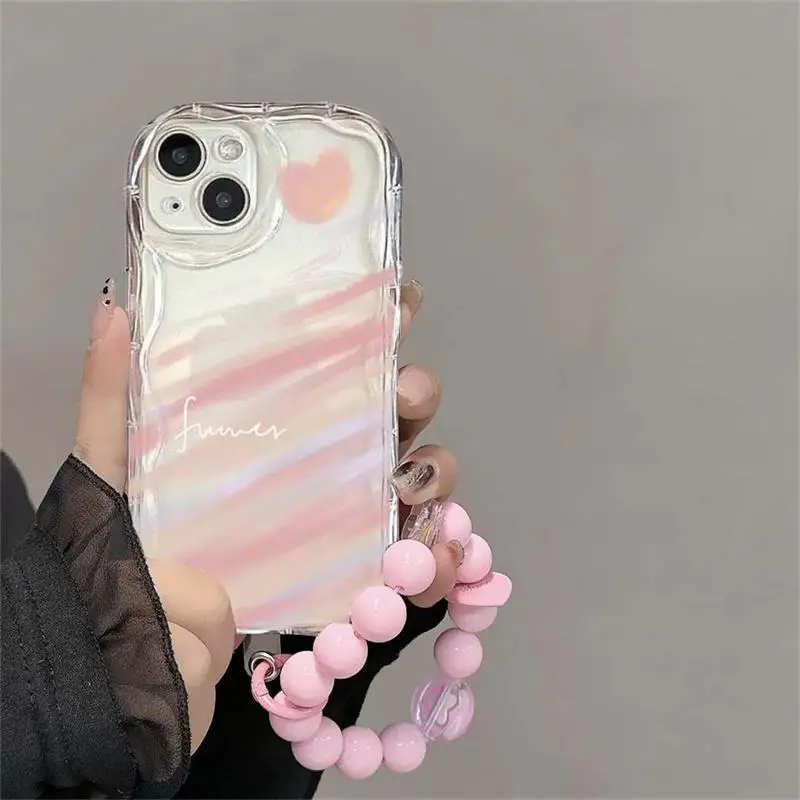 Floral Love Pendant Silicone Phone Case – Soft Chain Cover Design