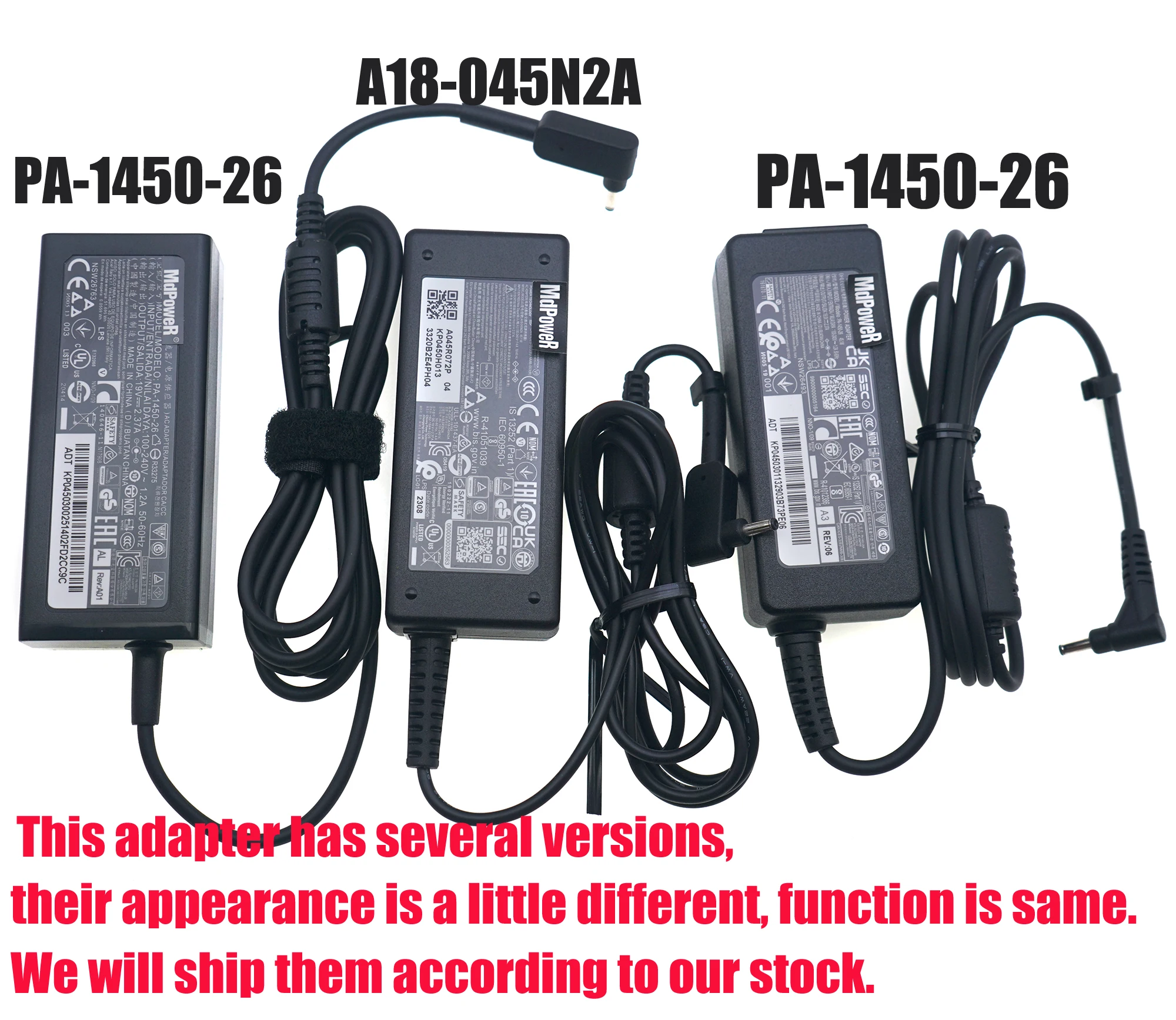 Acer 전원 공급 장치 PA-1450-26 A13-045N2A 용 Chicony A18-045N2A A045R072P 19V 2.37A 45W 3.0x1.0mm 노트북 AC 어댑터
