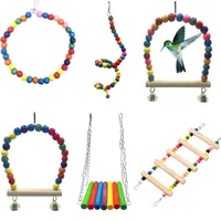 1pc Bird Cage Toys for Parrots Swing Chewing Training Toys Small Parrot Hanging Hammock Parrot Cage Bell Perch Toys Pet Supplies 2