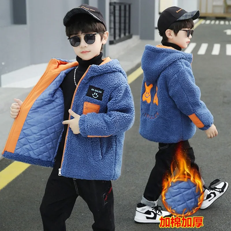 

Boys Coat Jacket Outwear Tops Cotton 2022 Graceful Thicken Plus Velvet Winter Autumn Plus Size Overcoat Children's Clothes