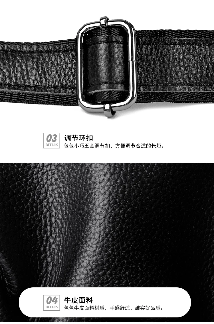 Damen-Umhängetasche aus Rindsleder mit großem Fassungsvermögen und mehreren Taschen, einfache und vielseitige Damentasche aus echtem Leder zum Pendeln – Detail 21