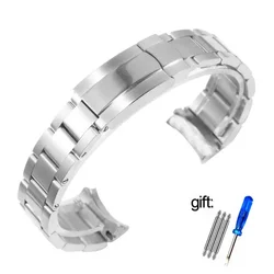 Luxury Stainless Steel Watch Band - Premium Men's Strap in 904L Steel, Available in 20mm and 21mm - 21mm (Silver)