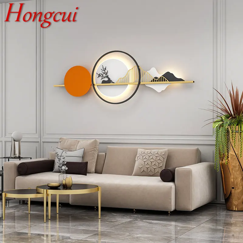 

Hongcui Contemporary LED Wall Picture Light Fixture Creative Rectangular Hill Landscape Sconce Decor for Home Living Bedroom