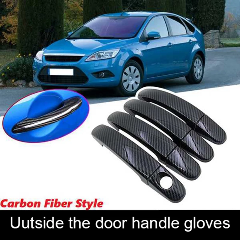 

8PCS Car Carbon Fiber Door Handle Covers Exterior Doors Handle Cover For Ford Focus Escape Kuga-Ranger 2013-2018 Accessories