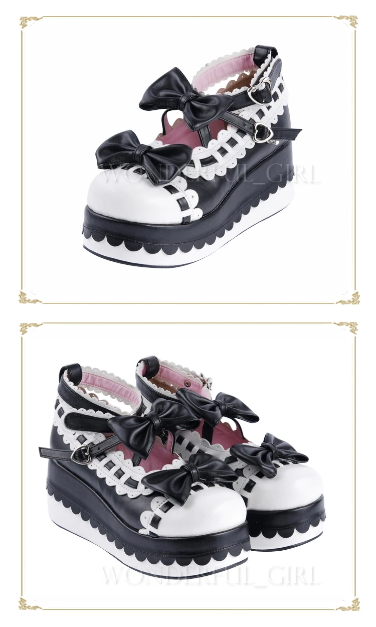 Neue japanische Lolita Plateauschuhe Prinzessin Cosplay Schuhe mit Schleife Größe 35-47 11