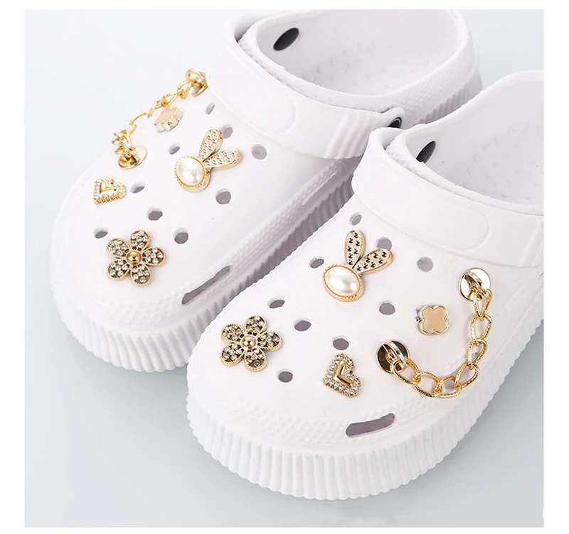 10 Stück modische Schuh-Charms-Schnallen zum Selbermachen, Strass, Blumen, Sandalen, Zubehör, Perlen, Garten, Schuhdekorationen, Sets für Frauen, Geschenke – Detail 4