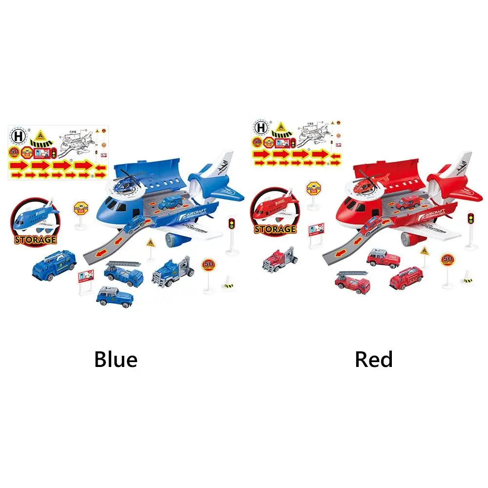 Creative Red Blue Inertia Rail Airplane Deformable Track Random Car Simulation Aircraft Model Plastic Helicopter Track Gift