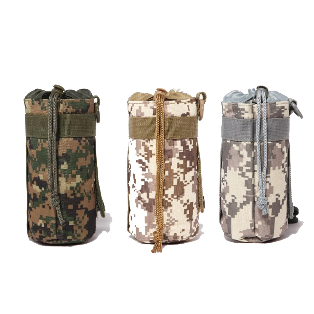 

Tactical Water Bottle Bag Military Molle System Kettle Pouch Holder Hunting Camping Cycling Travel Bottle Kits Drawstring Pouch
