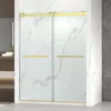56-60” x 76” Frameless Shower Door, 5/16"Clear SGCC Tempered Glass, Bathroom Dual Sliding Shower Doors, Brushed Gold Shower Door 2