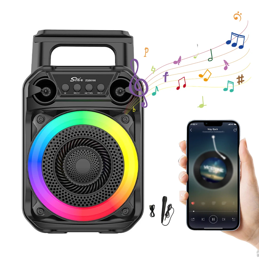 BT Speaker Stereo Sound Wireless Speaker Rich Bass Outdoor Speaker with Microphone Suitable for Home Theater Outdoor Dance Party