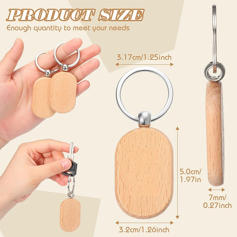100 Stück leere Holz Schlüssel anhänger Schlüssel anhänger Rechteck Holz – Detail 6