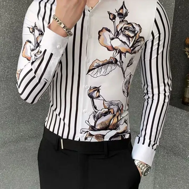 

KPOP Fashion Style Harajuku Slim Fit Shirt Casual All Match Tops Korean Style Pointed Collar Button Printed Long Sleeve Blusa